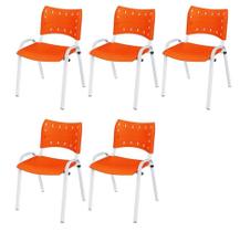 Cadeira Iso Base Branco Escola, Escritório Laranja Kit 5 Un Cadeira Iso Base Branco Escola, Escritório Laranja Kit 5 Un