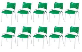 Cadeira Iso Base Branco Escola, Escritório Verde Kit 10 Un Cadeira Iso Base Branco Escola, Escritório Verde Kit 10 Un