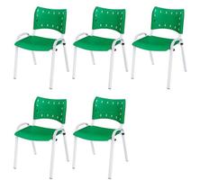 Cadeira Iso Base Branco Escola, Escritório Verde Kit 5 Un Cadeira Iso Base Branco Escola, Escritório Verde Kit 5 Un