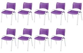 Cadeira Iso Base Branco Escola, Escritório Violeta Kit 9 Un