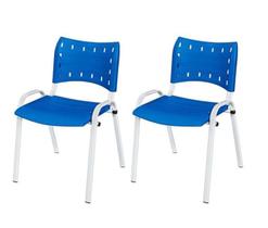 Cadeira Iso Base Branco Igreja, Escola, Escritório - Azul - Kit 2 Peças