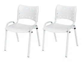 Cadeira Iso Base Branco Igreja, Escola, Escritório - Branco - Kit 2 Peças