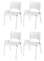 Cadeira Iso Base Branco Igreja, Escola, Escritório - Branco Kit 4 Peças