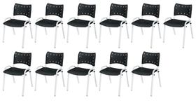 Cadeira Iso Base Branco Igreja, Escola, Escritório - Preto Kit 11 Peças