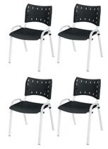 Cadeira Iso Base Branco Igreja, Escola, Escritório - Preto Kit 4 Peças