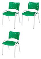 Cadeira Iso Base Branco Igreja, Escola, Escritório - Verde - Kit 3 Peças Cadeira Iso Base Branco Igreja, Escola, Escritório - Verde - Kit 3 Peças