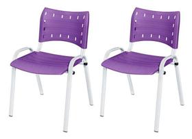 Cadeira Iso Base Branco Igreja, Escola, Escritório - Violeta Kit 2 Peças