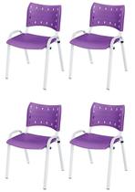 Cadeira Iso Base Branco Igreja, Escola, Escritório - Violeta Kit 4 Peças