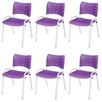 Cadeira Iso Base Branco Igreja, Escola, Escritório - Violeta Kit 6 Peças Cadeira Iso Base Branco Igreja, Escola, Escritório - Violeta Kit 6 Peças