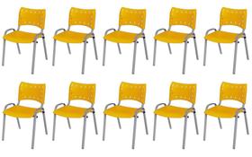 Cadeira Iso Base Cinza Escola, Escritório Amarelo Kit 10 Un Cadeira Iso Base Cinza Escola, Escritório Amarelo Kit 10 Un