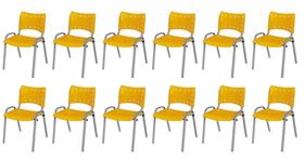 Cadeira Iso Base Cinza Escola, Escritório Amarelo Kit 12 Un Cadeira Iso Base Cinza Escola, Escritório Amarelo Kit 12 Un