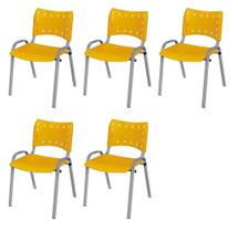 Cadeira Iso Base Cinza Escola, Escritório Amarelo Kit 5 Un Cadeira Iso Base Cinza Escola, Escritório Amarelo Kit 5 Un