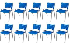 Cadeira Iso Base Cinza Escola, Escritório Azul Kit 10 Un Cadeira Iso Base Cinza Escola, Escritório Azul Kit 10 Un