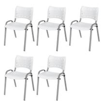 Cadeira Iso Base Cinza Escola, Escritório Branco Kit 5 Un Cadeira Iso Base Cinza Escola, Escritório Branco Kit 5 Un