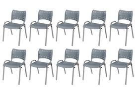 Cadeira Iso Base Cinza Escola, Escritório Cinza Kit 10 Un