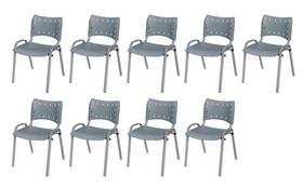 Cadeira Iso Base Cinza Escola, Escritório Cinza Kit 9 Un