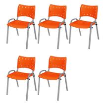 Cadeira Iso Base Cinza Escola, Escritório Laranja Kit 5 Un Cadeira Iso Base Cinza Escola, Escritório Laranja Kit 5 Un