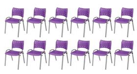 Cadeira Iso Base Cinza Escola, Escritório Violeta Kit 12 Un