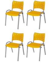 Cadeira Iso Base Cinza, Igreja, Escola, Escritório - Amarelo Kit 4 Peças Cadeira Iso Base Cinza, Igreja, Escola, Escritório - Amarelo Kit 4 Peças