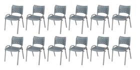 Cadeira Iso Base Cinza, Igreja, Escola, Escritório -Cinza Kit 12 Peças
