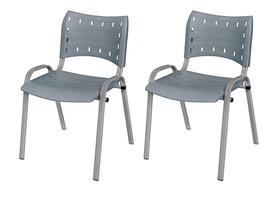 Cadeira Iso Base Cinza Igreja, Escola, Escritório - Cinza - Kit 2 Peças