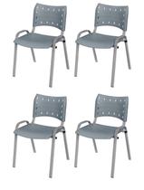 Cadeira Iso Base Cinza Igreja, Escola, Escritório - Cinza - Kit 4 Peças Cadeira Iso Base Cinza Igreja, Escola, Escritório - Cinza - Kit 4 Peças