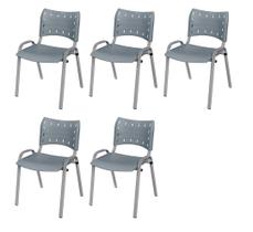 Cadeira Iso Base Cinza, Igreja, Escola, Escritório -Cinza Kit 5 Peças