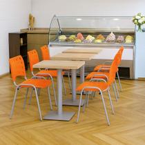 Cadeira Iso Base Cinza, Igreja, Escola, Escritório - Laranja Kit 6 Peças