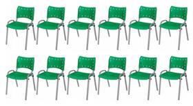 Cadeira Iso Base Cinza, Igreja, Escola, Escritório - Verde Kit 12 Peças Cadeira Iso Base Cinza, Igreja, Escola, Escritório - Verde Kit 12 Peças