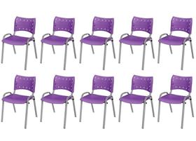 Cadeira Iso Base Cinza, Igreja, Escola, Escritório -Violeta Kit 10 Peças Cadeira Iso Base Cinza, Igreja, Escola, Escritório -Violeta Kit 10 Peças