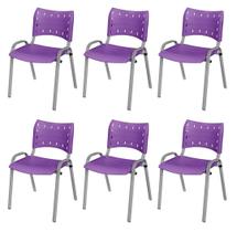 Cadeira Iso Base Cinza, Igreja, Escola, Escritório -Violeta Kit 6 Peças Cadeira Iso Base Cinza, Igreja, Escola, Escritório -Violeta Kit 6 Peças