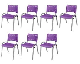 Cadeira Iso Base Cinza, Igreja, Escola, Escritório -Violeta Kit 7 Peças