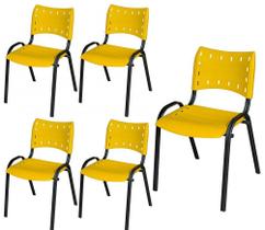 Cadeira Iso Base Preto Escola, Escritório Amarelo Kit 5 Un Cadeira Iso Base Preto Escola, Escritório Amarelo Kit 5 Un