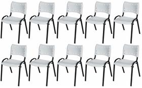 Cadeira Iso Base Preto Escola, Escritório Branco - Kit 10 Un Cadeira Iso Base Preto Escola, Escritório Branco - Kit 10 Un