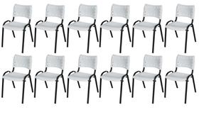 Cadeira Iso Base Preto Escola, Escritório Branco - Kit 12 Un Cadeira Iso Base Preto Escola, Escritório Branco - Kit 12 Un