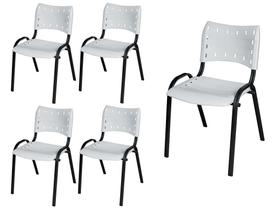 Cadeira Iso Base Preto Escola, Escritório Branco Kit 5 Un Cadeira Iso Base Preto Escola, Escritório Branco Kit 5 Un