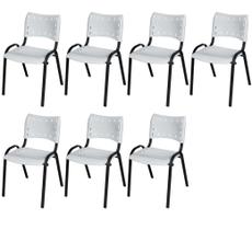 Cadeira Iso Base Preto Escola, Escritório Branco Kit 7 Un Cadeira Iso Base Preto Escola, Escritório Branco Kit 7 Un