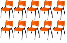 Cadeira Iso Base Preto Escola, Escritório Laranja Kit 10 Un Cadeira Iso Base Preto Escola, Escritório Laranja Kit 10 Un