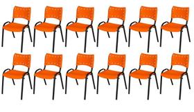 Cadeira Iso Base Preto Escola, Escritório Laranja Kit 12 Un Cadeira Iso Base Preto Escola, Escritório Laranja Kit 12 Un