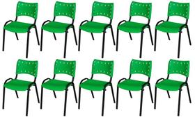 Cadeira Iso Base Preto Escola, Escritório Verde- Kit 10 Un Cadeira Iso Base Preto Escola, Escritório Verde- Kit 10 Un