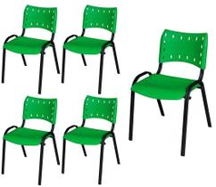 Cadeira Iso Base Preto Escola, Escritório Verde Kit 5 Un Cadeira Iso Base Preto Escola, Escritório Verde Kit 5 Un