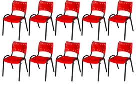 Cadeira Iso Base Preto Escola, Escritório Vermelho Kit 10 Un Cadeira Iso Base Preto Escola, Escritório Vermelho Kit 10 Un