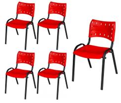Cadeira Iso Base Preto Escola, Escritório Vermelho Kit 5 Un Cadeira Iso Base Preto Escola, Escritório Vermelho Kit 5 Un