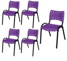 Cadeira Iso Base Preto Escola, Escritório Violeta Kit 5 Un
