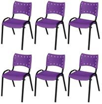 Cadeira Iso Base Preto Escola, Escritório Violeta Kit 6 Un