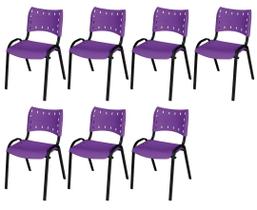 Cadeira Iso Base Preto Escola, Escritório Violeta Kit 7 Un
