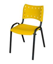 Cadeira Iso Base Preto Igreja, Escola, Escritório - Amarelo Kit 1 Peça