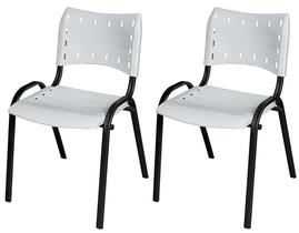 Cadeira Iso Base Preto Igreja, Escola, Escritório - Branco Kit 2 Peças