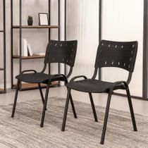 Cadeira Iso Base Preto Igreja, Escola, Escritório - Preto - Kit 2 Peças