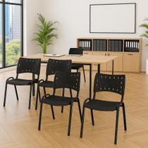 Cadeira Iso Base Preto Igreja, Escola, Escritório - Preto - Kit 4 Peças